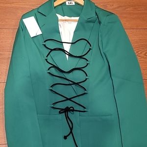 Green lace up blazer